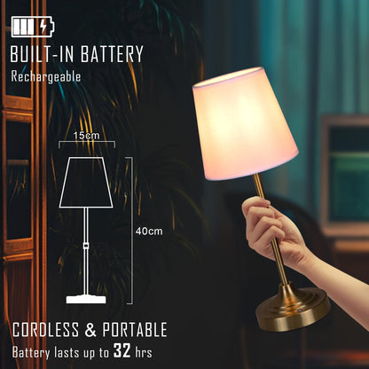 Rechargeable Battery Powered Table Lamp, Wireless LED Lamps, Cordless Touch Lamps, Stepless Dimmable Bedside Lamps, Night Lamp for Bedroom, Dinning Room, Kitchen Decor, Office (Bronze)