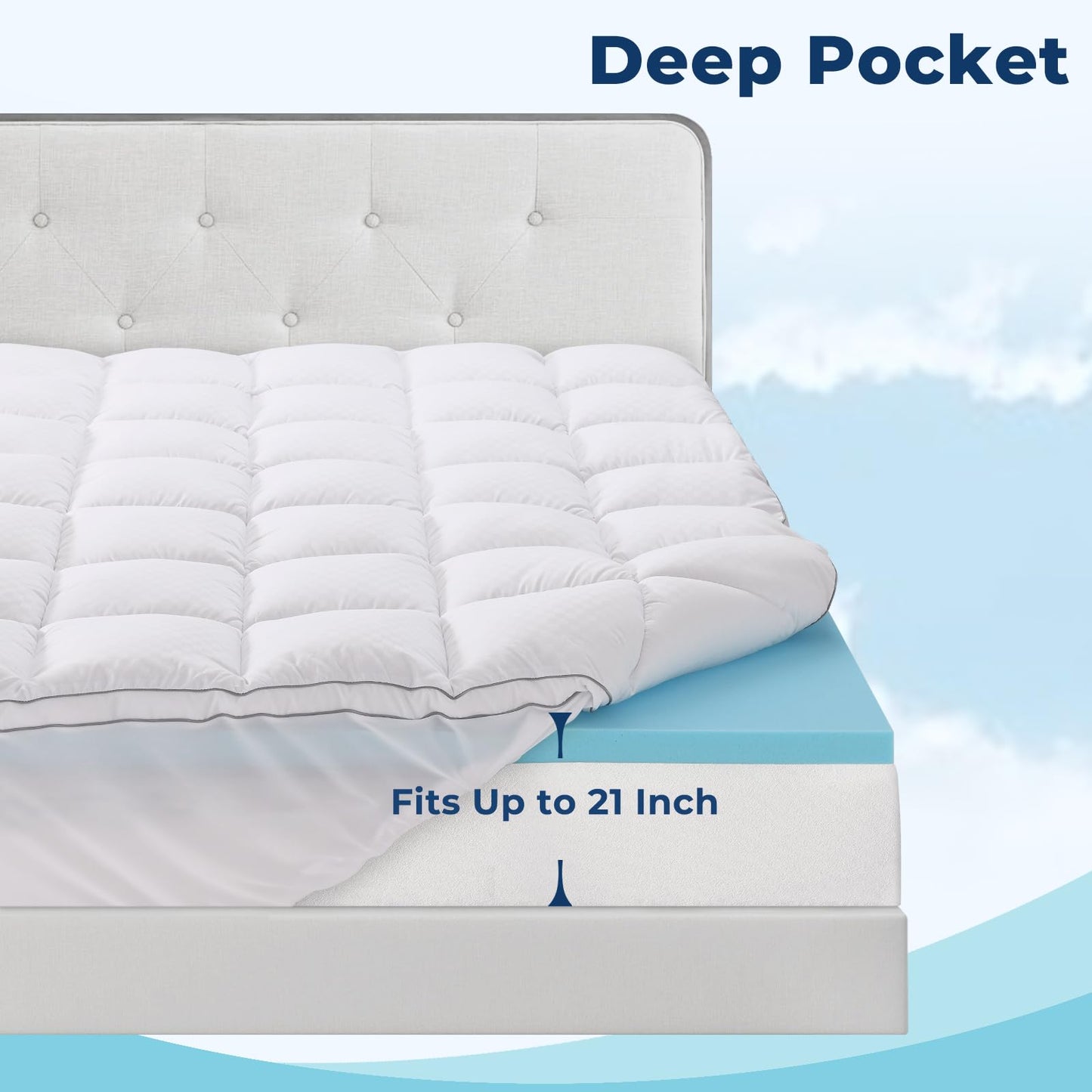 OLANLY Dual-Layer 4 Inch Twin Size Memory Foam Mattress Topper for Back Pain, 2 Inch Cooling Pillow Top Mattress Pad Cover and 2 Inch Gel Memory Foam Topper, Deep Elastic Pocket, White