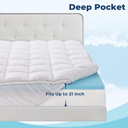 OLANLY Dual-Layer 4 Inch Twin Size Memory Foam Mattress Topper for Back Pain, 2 Inch Cooling Pillow Top Mattress Pad Cover and 2 Inch Gel Memory Foam Topper, Deep Elastic Pocket, White