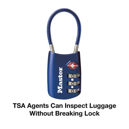 Master Lock Blue Set Your Own Combination TSA Approved Luggage Lock, Travel Zipper Padlock is Perfect for Suitcases, Bags, or Backpacks, 4688D