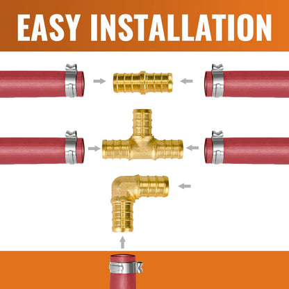 Pex Fittings 1/2 Inch, 36 PCS SUNGATOR 1/2 Inch Pex Fittings Set, 12 Each PEX Elbow Tee Coupling, 1/2" Pex Fittings For Pex Pipe, No Lead Brass, ASTM F1807