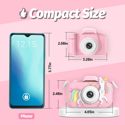 Goopow Kids Camera Toys for 3-8 Year Old Girls Boys,Children Digital Video Camcorder Camera with Cartoon Soft Cover, Best Chritmas Birthday Festival Gift for Kids - 32G SD Card Included