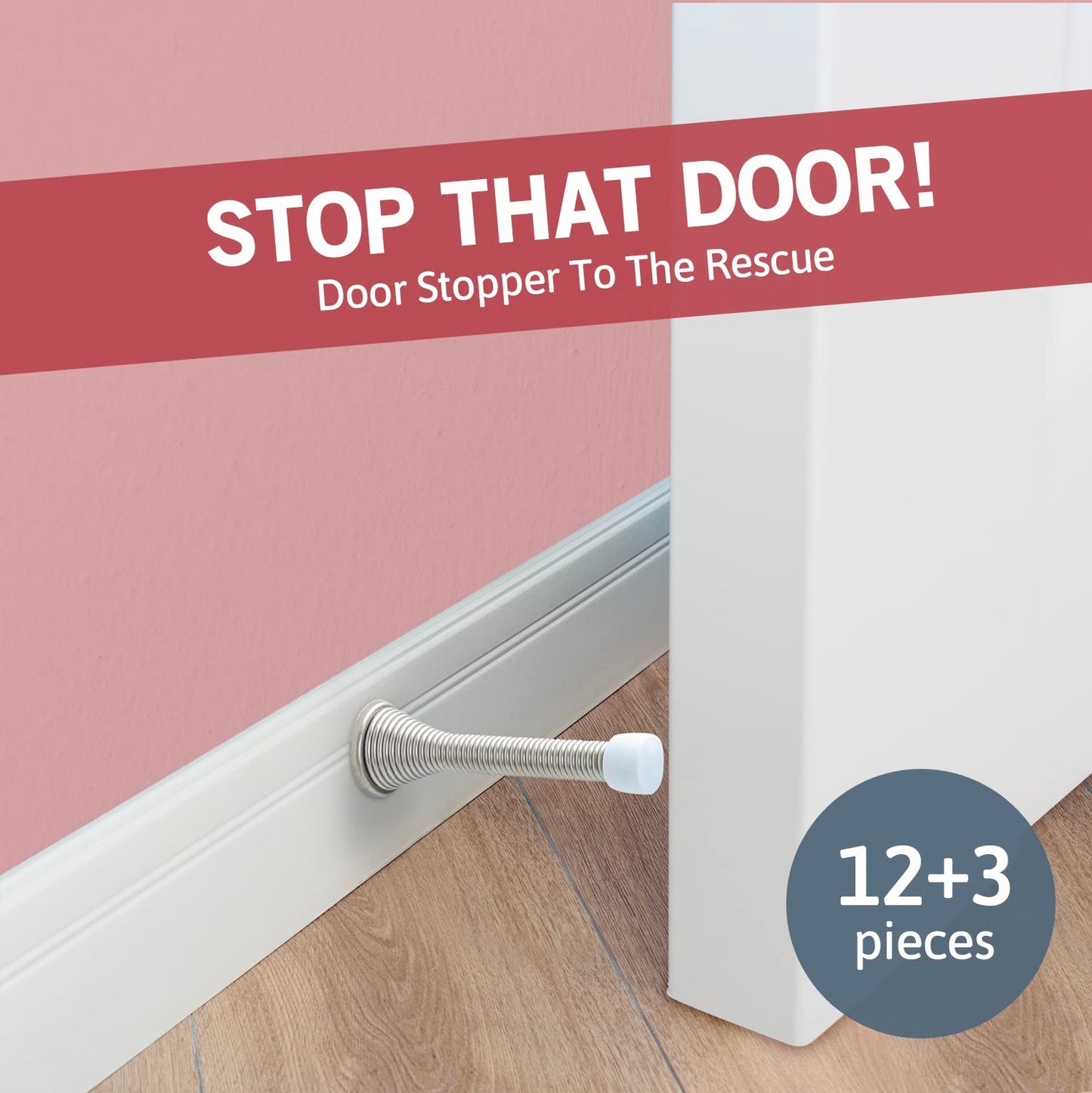 Jack N’ Drill 15 Pack Spring Door Stoppers for Bottom of Door, Child & Pet Friendly, 3.1" Heavy Duty Oil-Rubbed Bronze Door Stop for Wall Protection, Doorstops for Inside Door with Rubber Bumper