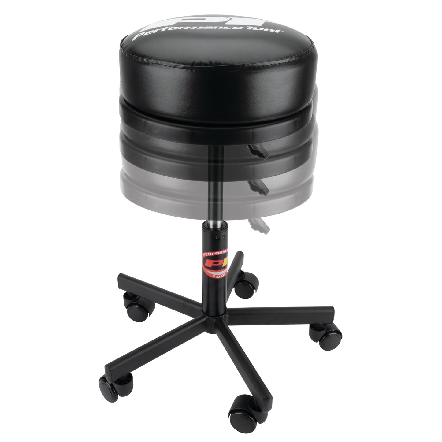 Performance Tool W85033 Extra-Thick Big Top Pneumatic Rolling Shop Stool for Mechanic Garages and Workshops, Black, 19x19x18.5-Inches