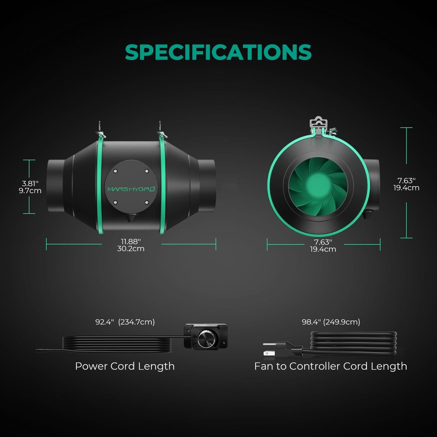 MARS HYDRO 2x2 Grow Tent Kit Complete System with 10 Speed Clip Fan,100W TS600 LED Full Spectrum Grow Light,24"x24"x55" 1680D High Reflective Mylar Grow Tent,4 inch 205 CFM Smart Ventilation System