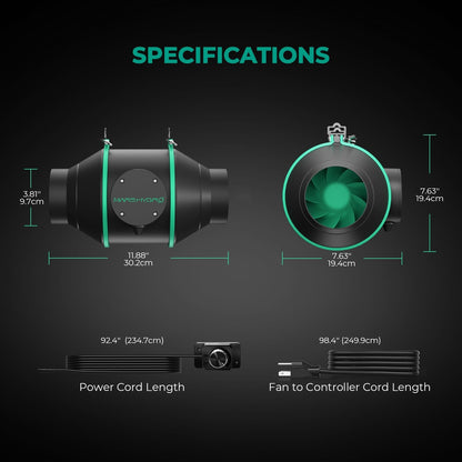 MARS HYDRO 2x2 Grow Tent Kit Complete System with 10 Speed Clip Fan,100W TS600 LED Full Spectrum Grow Light,24"x24"x55" 1680D High Reflective Mylar Grow Tent,4 inch 205 CFM Smart Ventilation System
