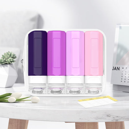Redfly Travel Bottles for Toiletries, 3oz Tsa Approved Travel Size Containers, BPA Free Leak Proof Squeezable Containers for Toiletries, Silicone Refillable Essentials for Shampoo Conditioner Purple