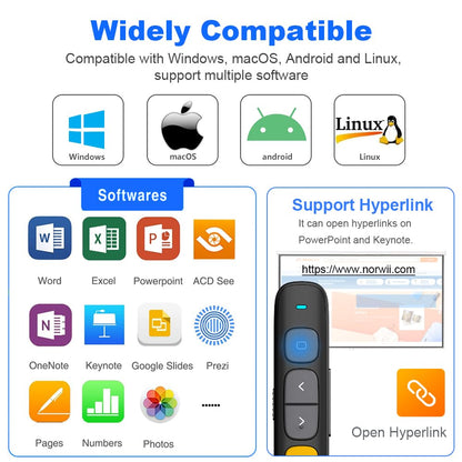 Norwii N29 Presentation Clicker Slide Pointer Clicker for Powerpoint Presentations, Wireless Presenter with Hyperlink & Volume Control, Presentation Remote(Black)