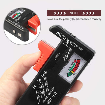 2Pcs Battery Tester Checker, Universal Battery Checker for AA AAA C D 9V 1.5V Button Cell Household Batteries Smal Electrical Monitor Meter Equipment (Requires No Battery for Operating)