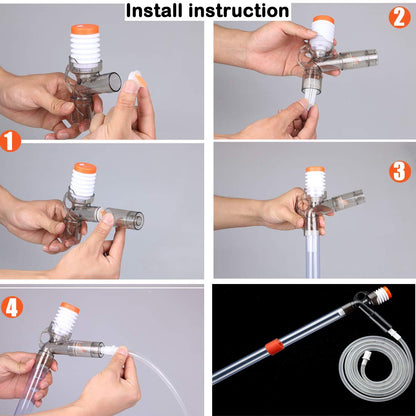 5 in1 Aquarium Gravel Cleaner Water Changer Glass Scraper Fish Tank Sand Wash Pump Kit with Air-Pressing Button and Adjustable Water Flow Controller Clamp for Fish Tank Gravel-Cleaning