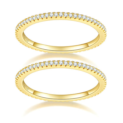 MINDDHA 2-Pack 14K Gold Plated Stacking Rings for Oura Gen 4/Oura Gen 3, Cubic Zirconia Simulated Diamond Oura Ring Stack for Women - 1.5mm Band Size 8