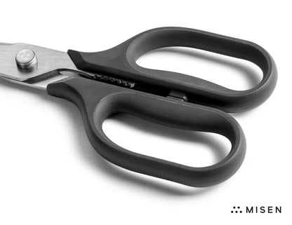 Misen Heavy Duty Kitchen Shears - Stainless Steel, Versatile and Easy Clean Scissors for Meat, Herbs and Veggies - Ambidextrous Comfort Handle - Professional Grade - Black