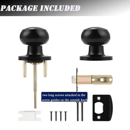 Probrico 10 Pack Round Privacy Door Knob(Thumb Turn Lock on The Inside), Keyless Doorknobs Interior/Exterior Lockset,Privacy Knobs for Bedroom/Bathroom,Black Modern Design Door Hardware
