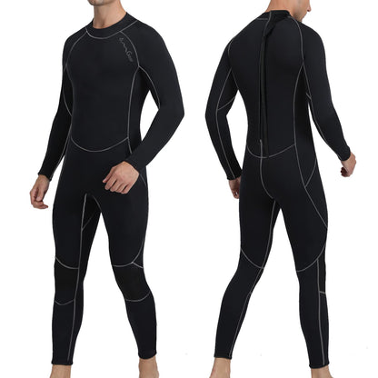OMGear Wetsuit Women 3mm Neoprene Wet Suit Full Body One Piece Long Sleeves Scuba Diving Suits Back Zipper Swimsuit for Diving Surf(Black/Grey.S)