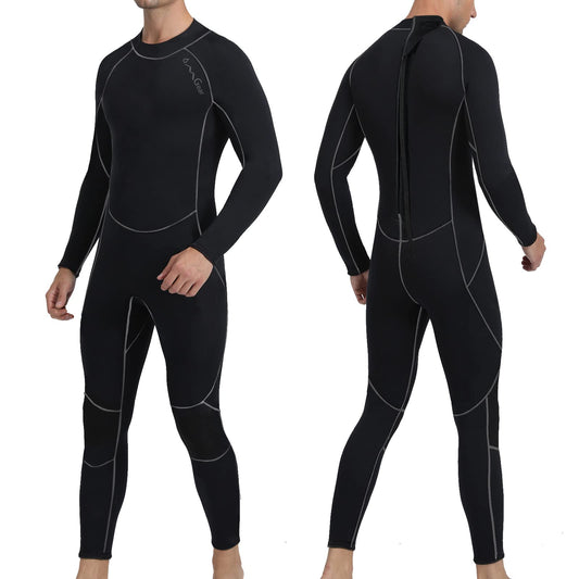 OMGear Wetsuit Women 3mm Neoprene Wet Suit Full Body One Piece Long Sleeves Scuba Diving Suits Back Zipper Swimsuit for Diving Surf(Black/Grey.S)