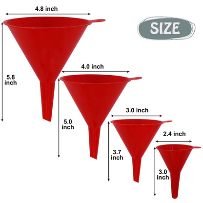 Plastic Oil Funnels for Automotive Use Set of 5, Large Flexible Fuel Funnel with Hose for Gas Transfer, Gasoline Funnels for Cars Boat Canning and Bottle