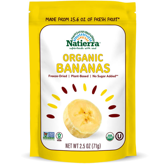 NATIERRA Organic Freeze-Dried Bananas USDA Certified Organic, Vegan & Non-GMO 2.5 Ounce (Pack of 1)