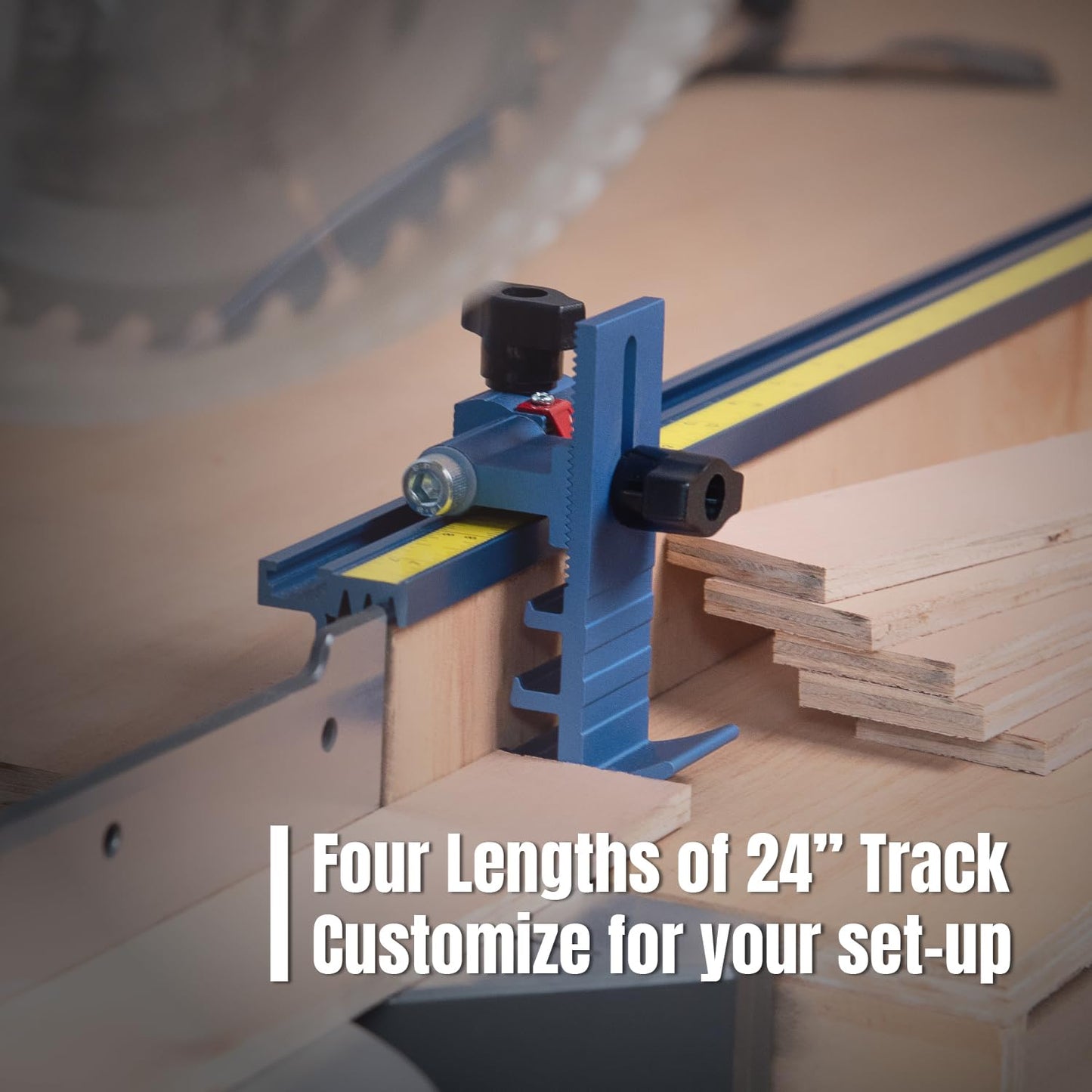 POWERTEC Miter Saw Fence for Miter Saw, Drill Press & Radial Arm Saw, Includes T Track Stop Kit, Tape Measures and T Track Fence Cap, T Track Accessories for Woodworking (71742)