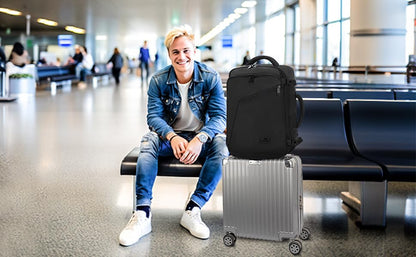 MATEIN Mens Travel Backpack, 27L Lightweight Carry on Backpack for Women, Expandable Business Backpacks, Waterproof Hiking Daypack for Outdoor Sports Rucksack Casual Daypack, Travel Essential, Black