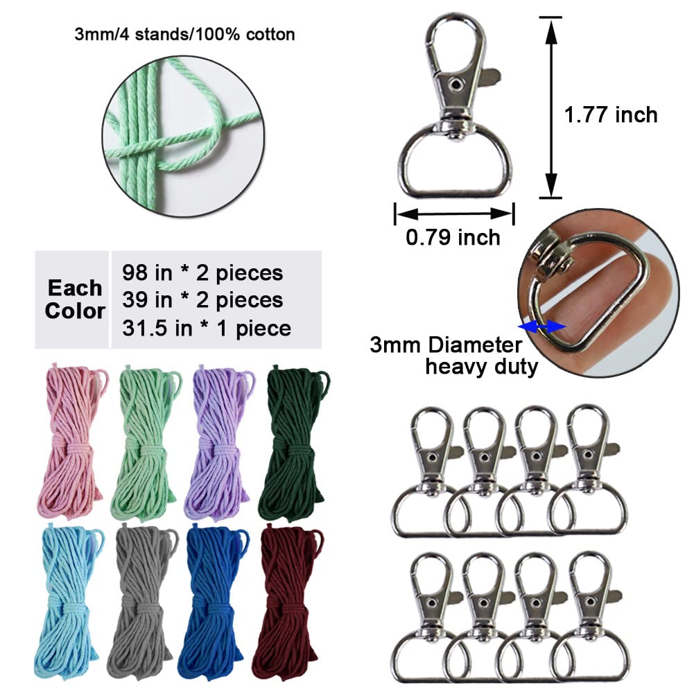Adult DIY Craft Keychain Making Kit Boho Macrame Keychain Kit Includes Key Rings Precut Macrame Cord Instructions to Make Cute Keychains and Lanyards Kids Crafts Projects Kits Macrame Beginners