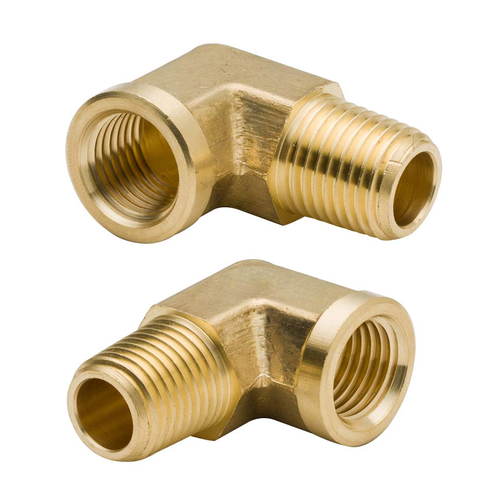 Legines 1/4 Inch Brass Street 90 Degree Elbow 1/4" NPT Male x 1/4" NPT Female Forged Pipe Fitting (Pack of 2)