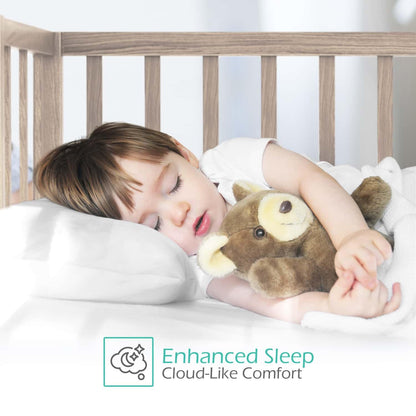 Nestl 2 Pack Toddler Pillow for Sleeping 13 x 18, Small Kids Pillow for Travel, Car, School, Nap, & Toddler Bed, Machine Washable Soft Cotton Child 2 Year Old and Up - White