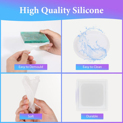 KISREL Resin Molds Kit 12PCS, Epoxy Resin Silicone Molds, Resin Mold Including Cube, Pen Container, Pyramid, Tray, Love, Round, Square, Ball, Flowerpot, Cuboid, Crystal