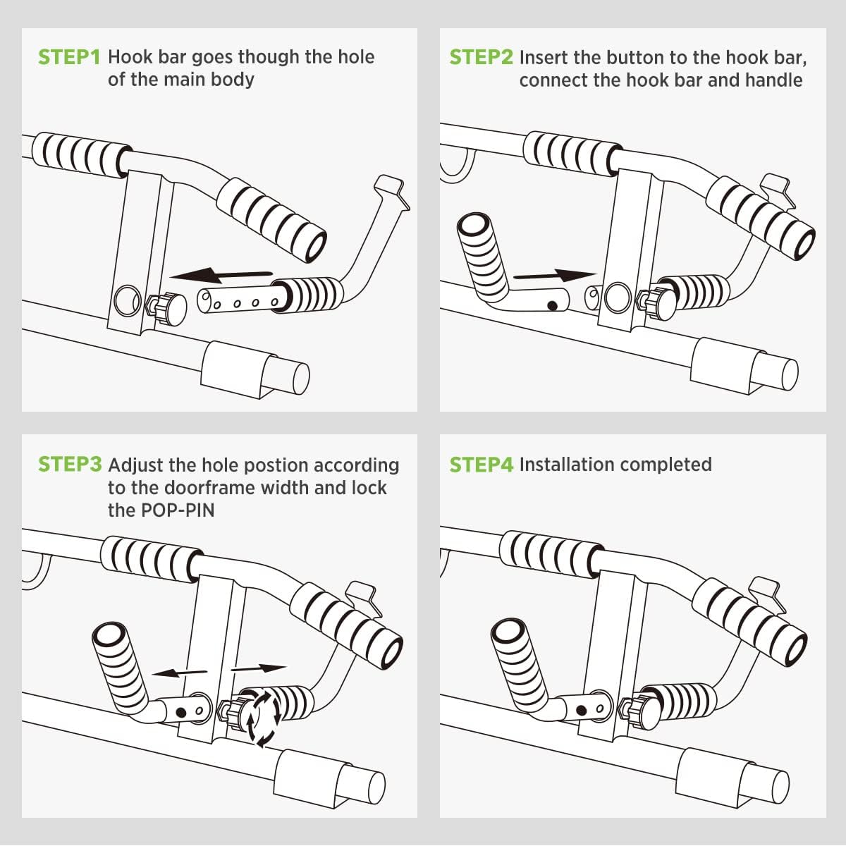 KAKICLAY 2025 Upgrade Multi-Grip Pull Up Bar with Smart Larger Hooks Technology - USA Original Patent, Designed, Shipped, Warranty