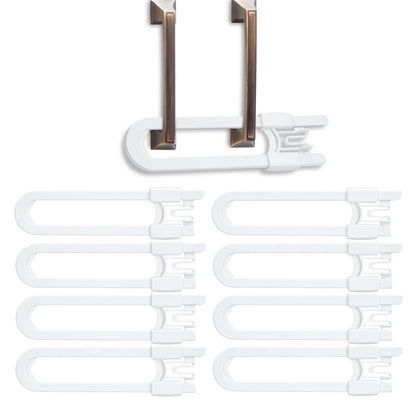 8 Pack Baby Sliding Cabinet Locks - Vmaisi Adjustable U Shaped Child Safety Locks,Childproof Latches for Kitchen Bathroom Storage Cupboards Doors, Handles and Knobs White