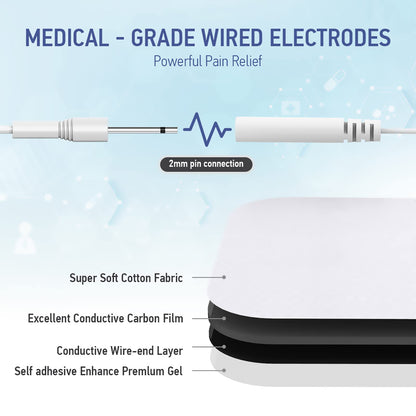 NURSAL TENS EMS Unit Muscle Stimulator for Pain Relief Therapy, Electric 24 Modes Dual Channel TENS Machine Pulse Massager with 12 Pcs Electrode Pads/Continuous Stable Mode/Memory Function