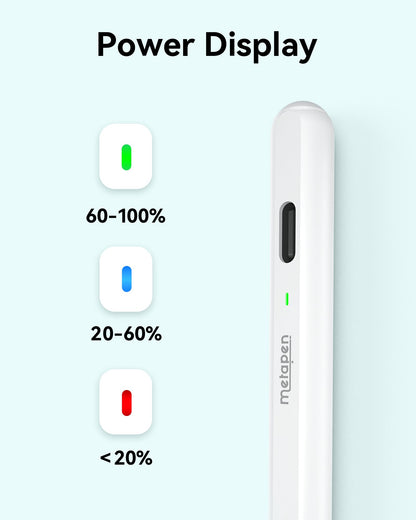 Metapen Pencil Air8 for Apple iPad 2018-2025, 10 Min Faster Charge, Palm Rejection Stylus Pen for iPad a16/11/10/9/8/7/6th Gen, Pro 12.9/11/13-inch M4, Air 3/4/5/M2/M3, Mini 5/6th