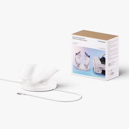 Meta Quest Compact Charging Dock — Works with Meta Quest 3/3S — Extended Headset Charging Cable — Wireless Charging for Touch Plus Controllers