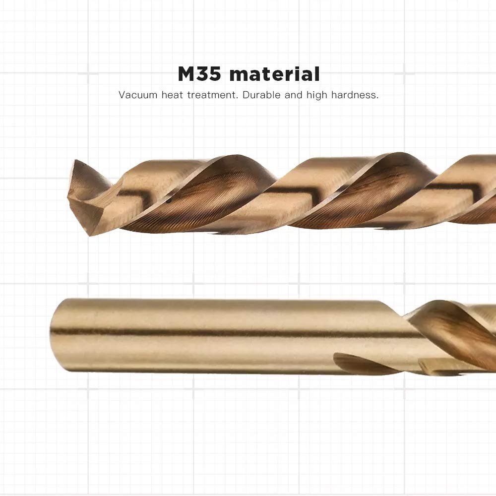 LudoPam 11/64 Inch Cobalt Drill Bit Set, M35 HSS Twist Jobber Length for Hardened Metal, Stainless Steel, Cast Iron, Pack of 10