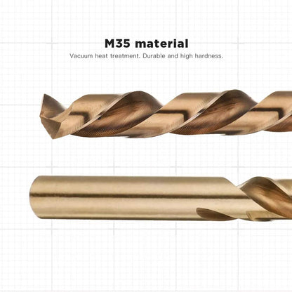 LudoPam 11/64 Inch Cobalt Drill Bit Set, M35 HSS Twist Jobber Length for Hardened Metal, Stainless Steel, Cast Iron, Pack of 10
