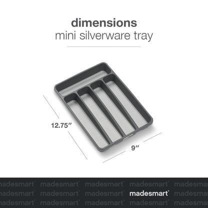madesmart Classic Mini Silverware Tray, Soft Grip, Non-Slip Kitchen Drawer Organizer, 5 Compartments, Multi-Purpose Home Organization, BPA Free, Granite