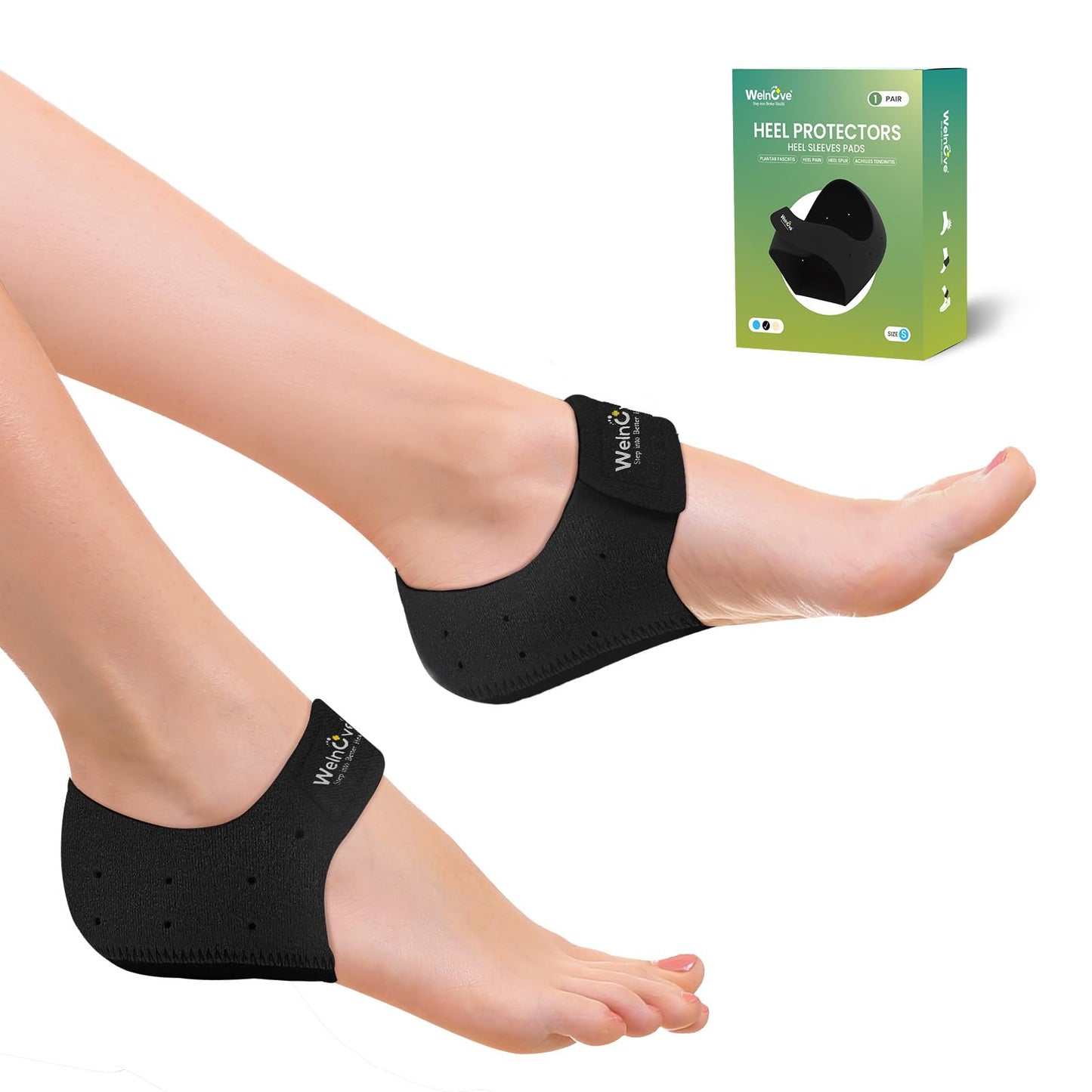 Plantar Fasciitis Gel Heel Protectors - Welnove Heel Cups for Women Men Heels Spur Pain Relief - Heel Inserts Pads for Achilles Tendonitis Dry Cracked Heel Support Cushion (W 4.5-9 / M 5-8)