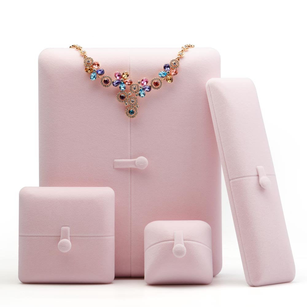 Oirlv Pink Velvet Jewelry Packaging Box Necklace Display Storage Case Necklace Gift Box