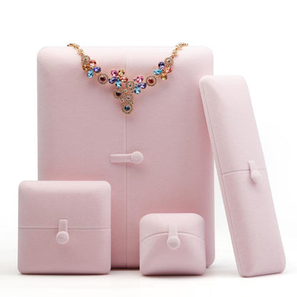 Oirlv Pink Velvet Jewelry Packaging Box Necklace Display Storage Case Necklace Gift Box