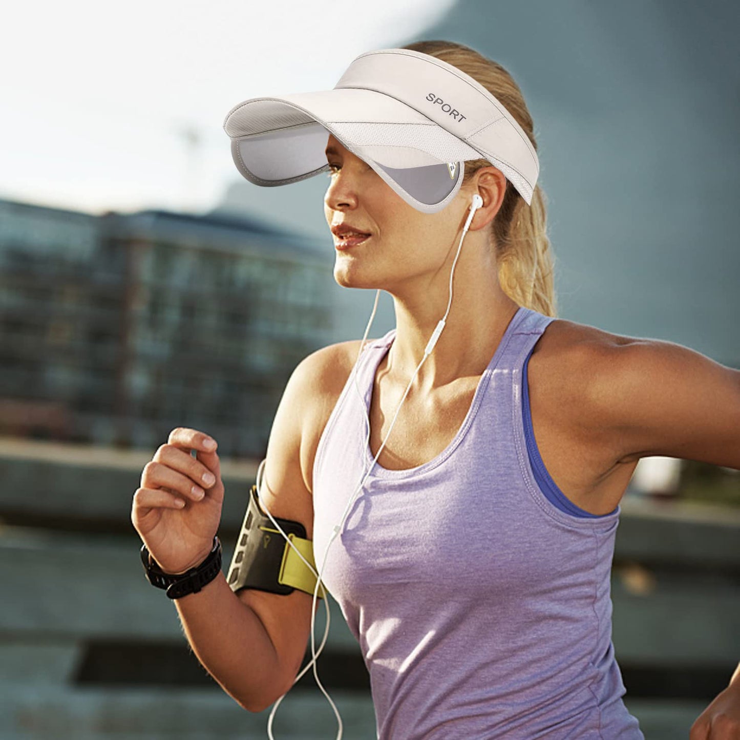 JXXAMZ33 2 Pack Sun Golf Visor Hats for Women, Adjustable Retractable Brim Golf Cap Beach Hats for Women Grey/Beige