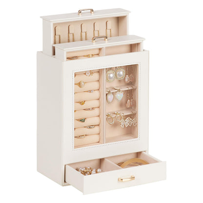 Homde Jewelry Organizer Girls Women Jewelry Box for Necklaces Rings Earrings Gift Bracelets Storage Case (White + Gold)