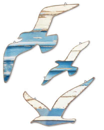 Putuo Decor 3pcs Seagull Wall Hanging, Nautical Wall Decor Sea Bird Wooden Art, Seagulls Decor for Beach Room Decor Lake House Bathroom Beach Art Decor Nautical Wall Decal Nursery