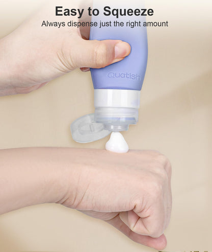 Quatish Travel Bottles for Toiletries 6 Pack, Original Patented Leakproof 3 oz Tsa Approved Travel Size Containers, BPA Free Silicone Shampoo and Conditioner Bottles, Camping Essentials