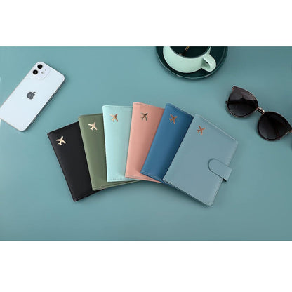 Melsbrinna Premium Leather Passport Holder Covers Case, Waterproof Rfid Blocking Travel Wallet Passport Holder with Pen Holder, Cute Passport Book for Women/Men (Moss green)