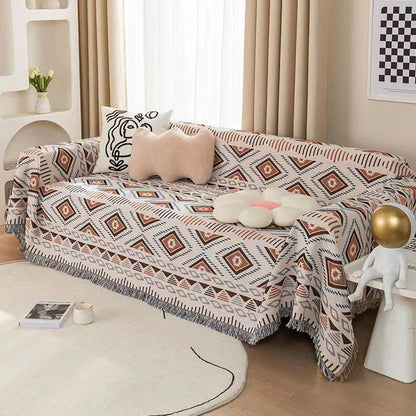 Lqprom Boho Throw Blankets Knit Bed Blankets with Tassel Aztec Western Throws Cover Farmhouse Decor for All Season Sofa Couch Chair Outdoor Camping Picnic Tent Beach Car Traveling 51"x63"