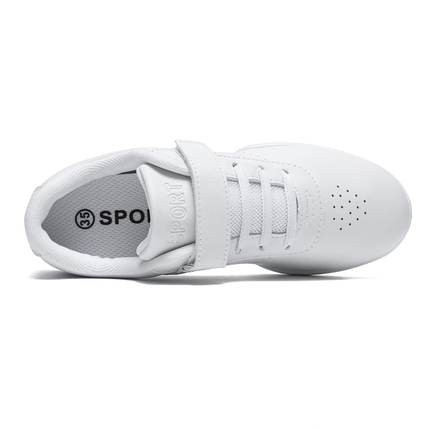 LANDHIKER Girls Cheer Shoes White Kids Cheer Sneakers Fashion Sports Training Athletic Comfortable Lightweight Breathable Tennis Shoes Flats Size