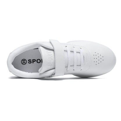 LANDHIKER Girls Cheer Shoes White Kids Cheer Sneakers Fashion Sports Training Athletic Comfortable Lightweight Breathable Tennis Shoes Flats Size