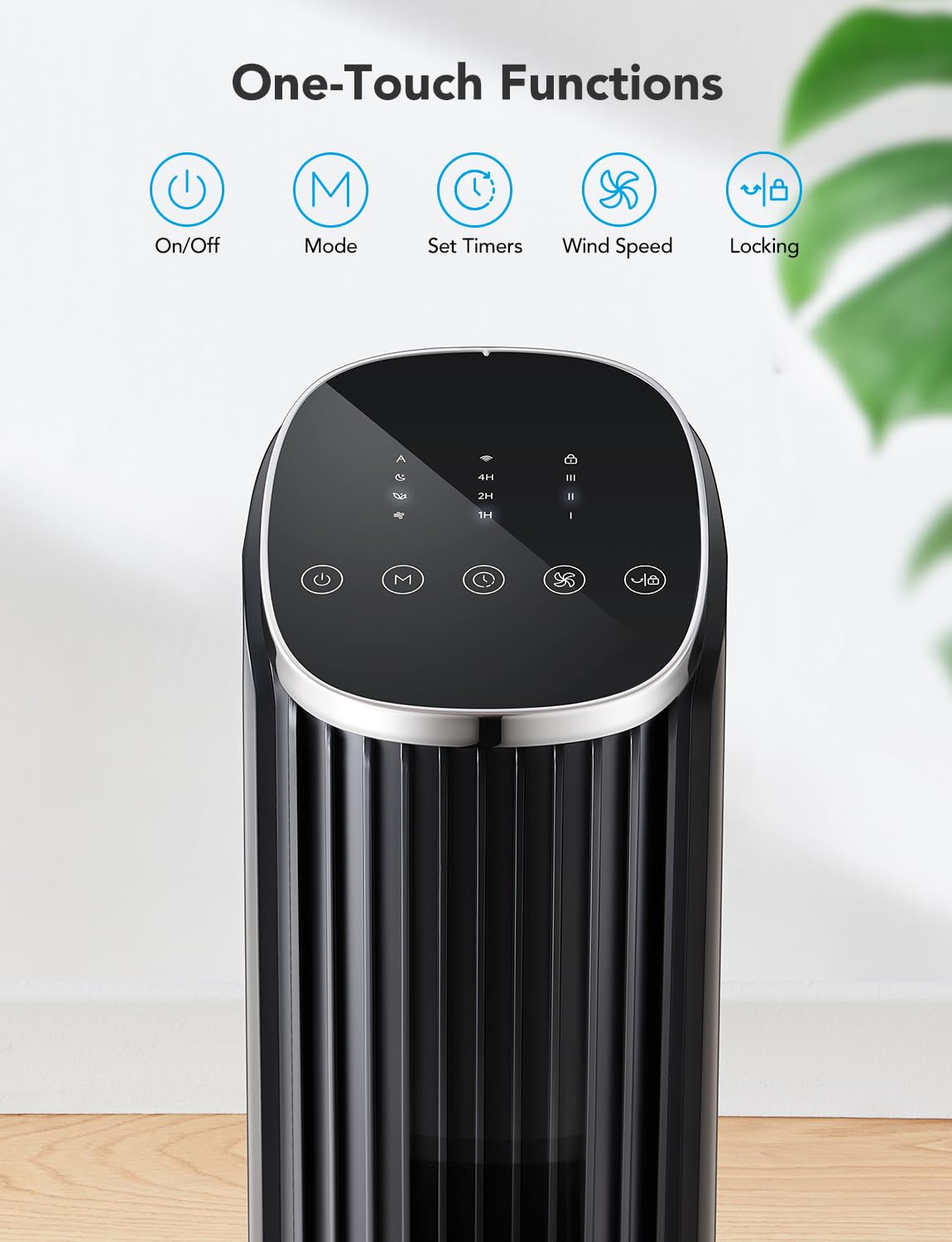GoveeLife Black Tower Fan for Bedroom, 36" Smart Floor Fan with App/Voice Control, Temperature Sensor, 5 Modes 8 Speeds(25ft/s), 29dB Quiet Oscillating Fan for Office, 24H Timer, Auto Cooling