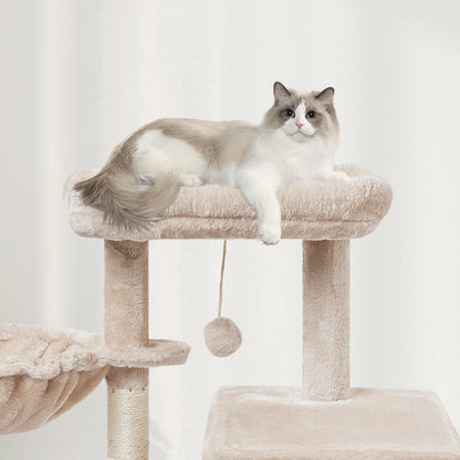 MIAO PAW Beige Cute Cat Tree Tower for Indoor Cats Condo with Sisal Scratching Posts Jump Platform Furniture Activity Center Play House Bed