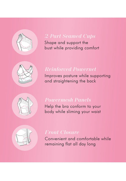 Exquisite Form womens Fully Front Close Longline Lace Posture Bra, Black, 40DD US