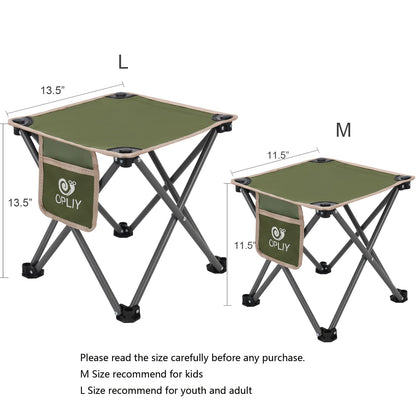 Opliy Camping Stool, Folding Samll Chair Portable Camp Stool for Camping Fishing Hiking Gardening and Beach, Camping Seat with Carry Bag (Green, L 13.5")